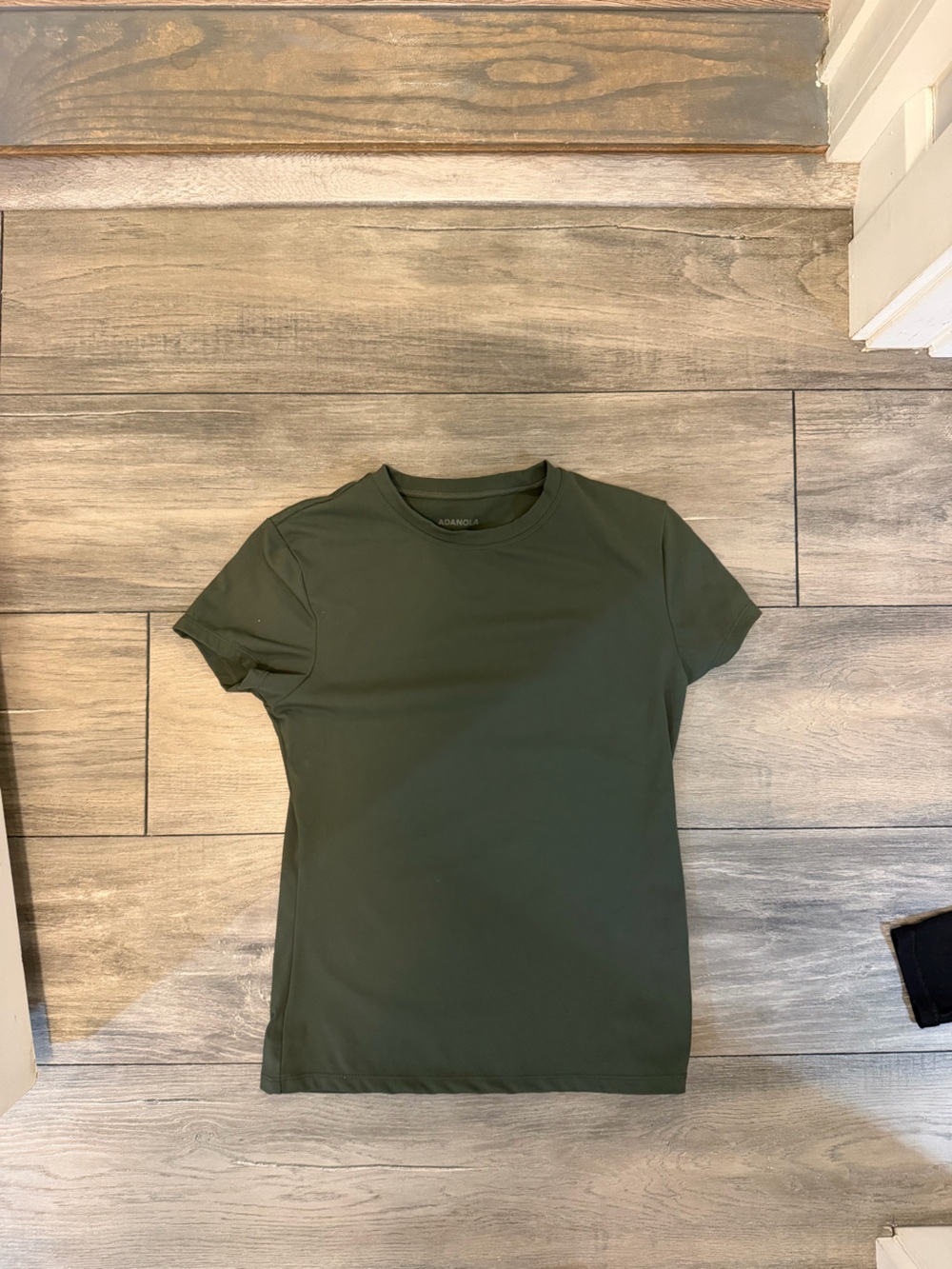 Adanola Olive Green Short Sleeve Crewneck Tee spandex material!